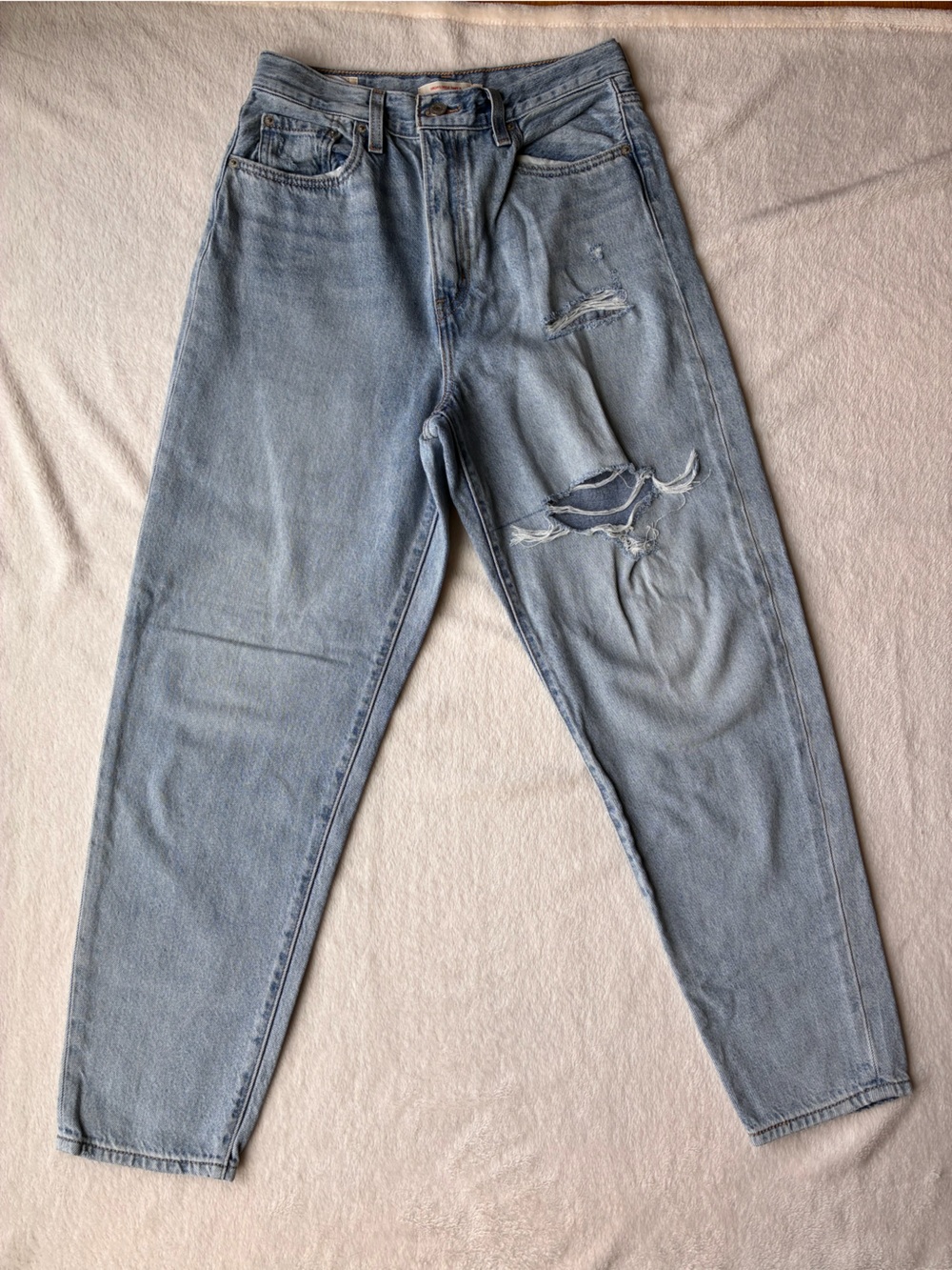 Levi's Light Blue Straight Leg Distressed Jeans